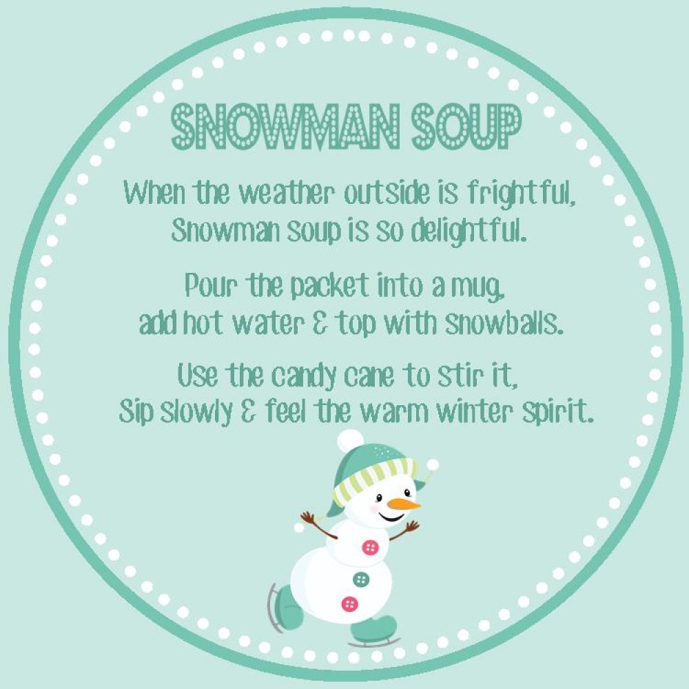 Printable Snowman Soup Labels - Printable JD