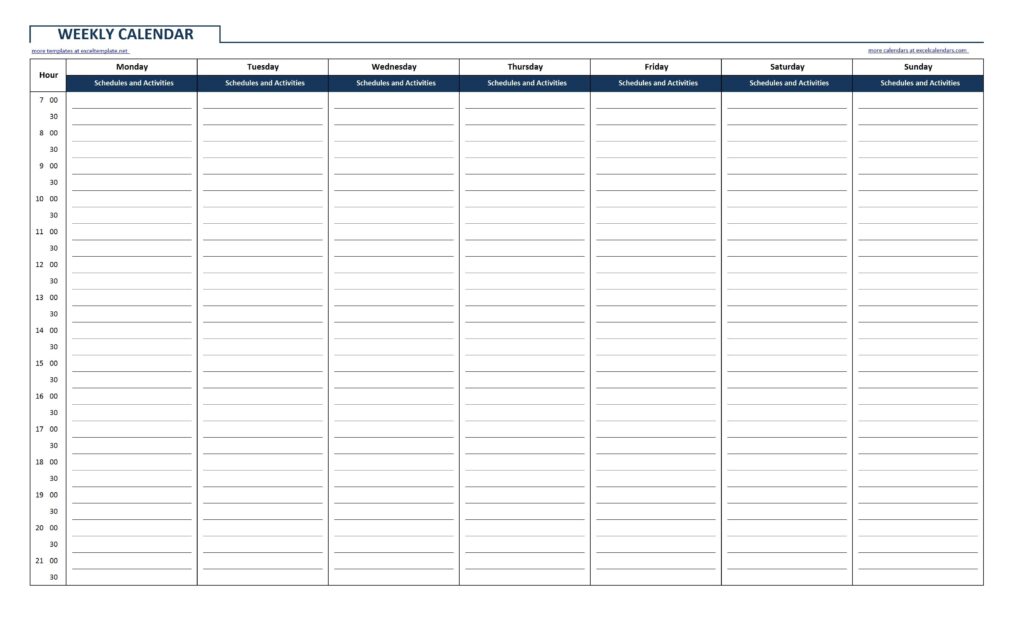 Printable Weekly Calendar With 15 Minute Time Slots - Printable JD