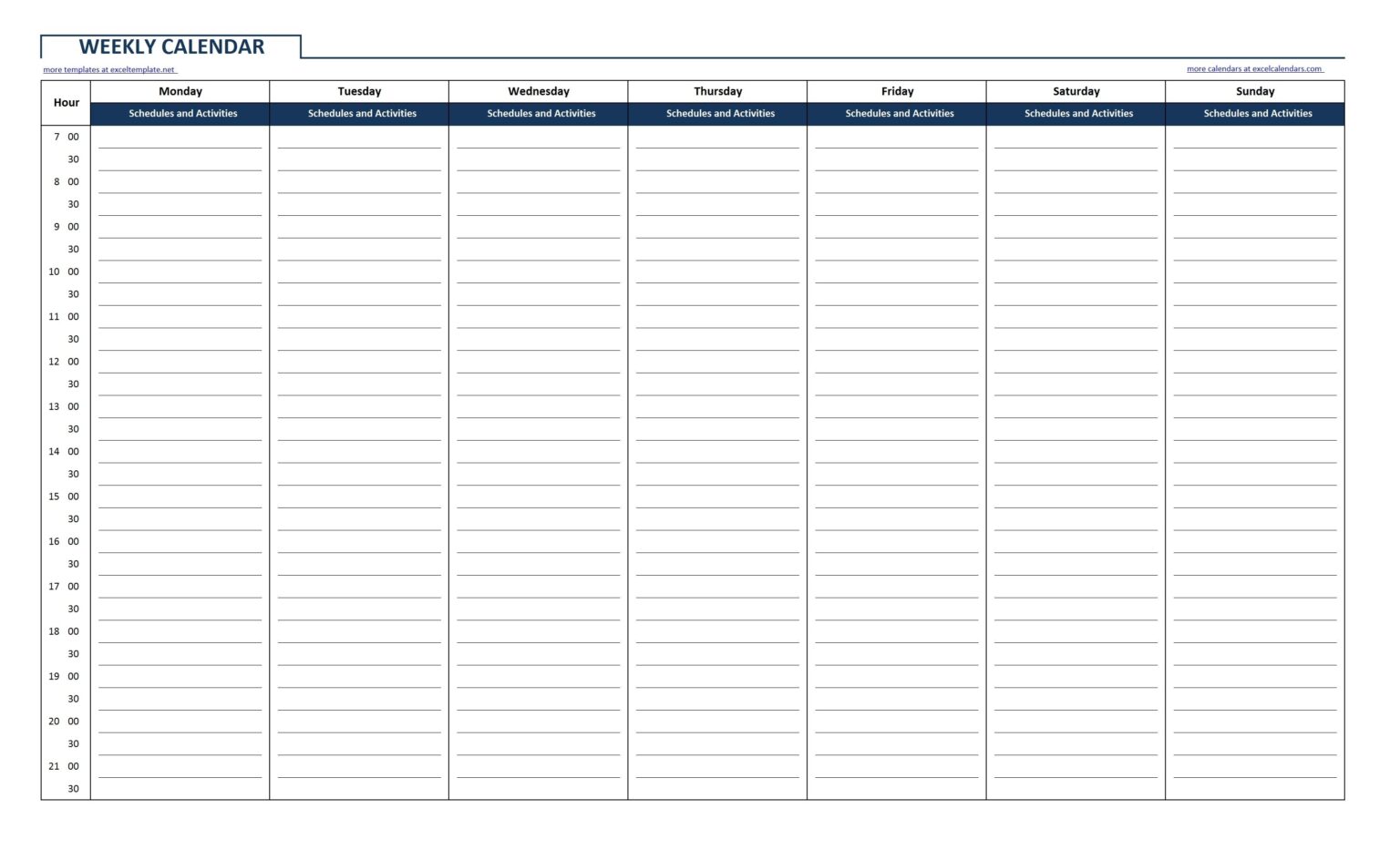 Printable Weekly Calendar With 15 Minute Time Slots - Printable JD