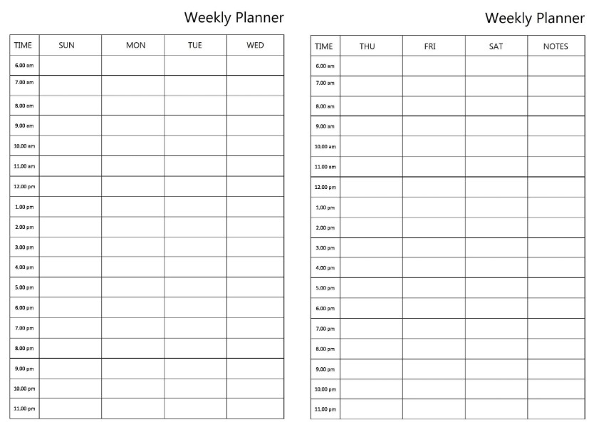 Printable Weekly Hourly Planner_25487