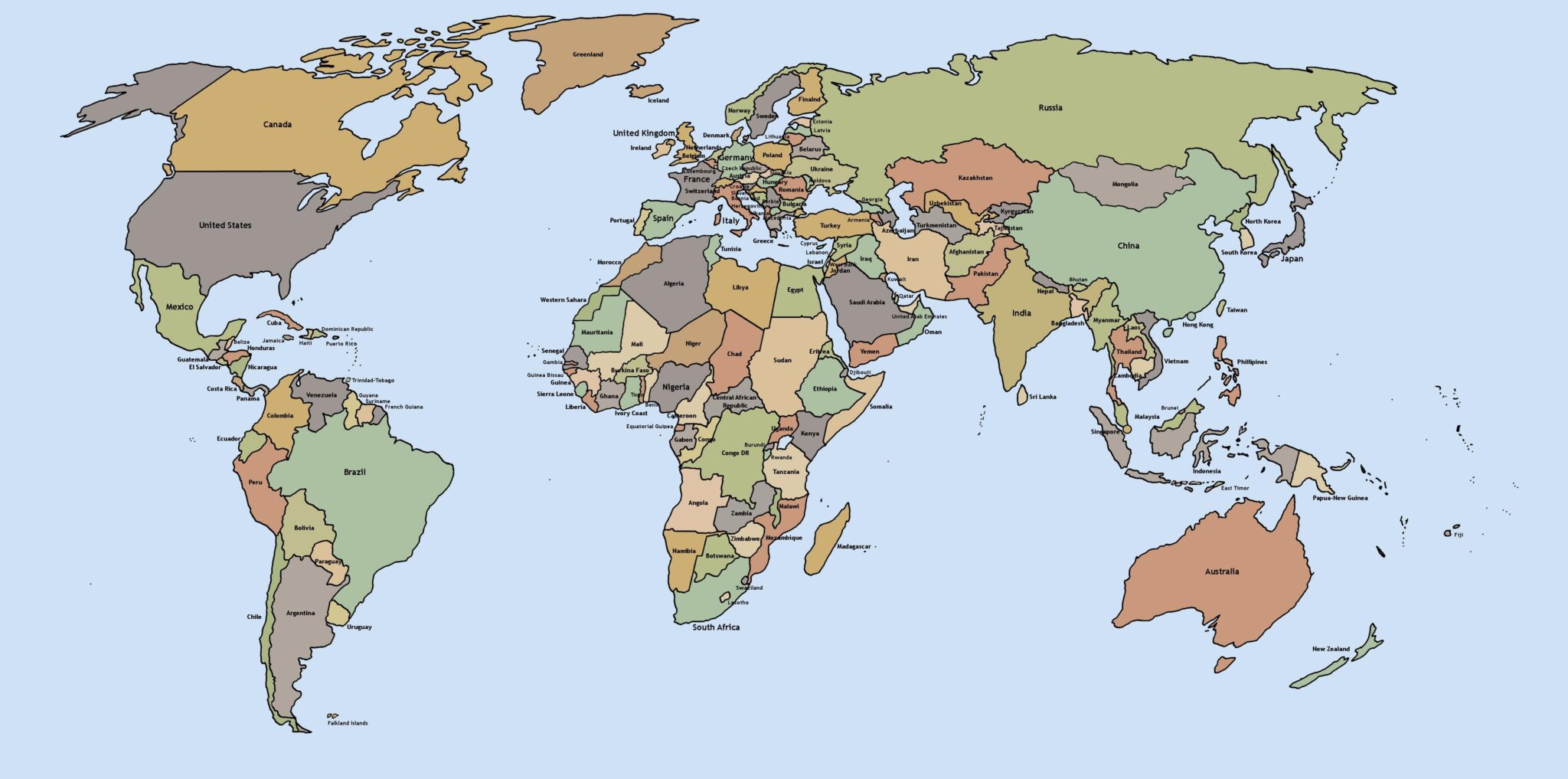 Printable World Map Not Labeled - Printable JD