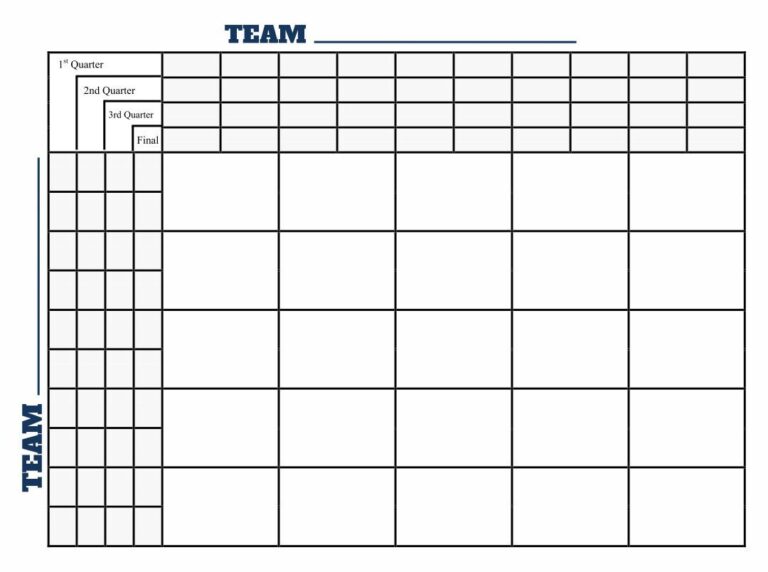 Printable 25 Square Football Pool Grid Printable JD