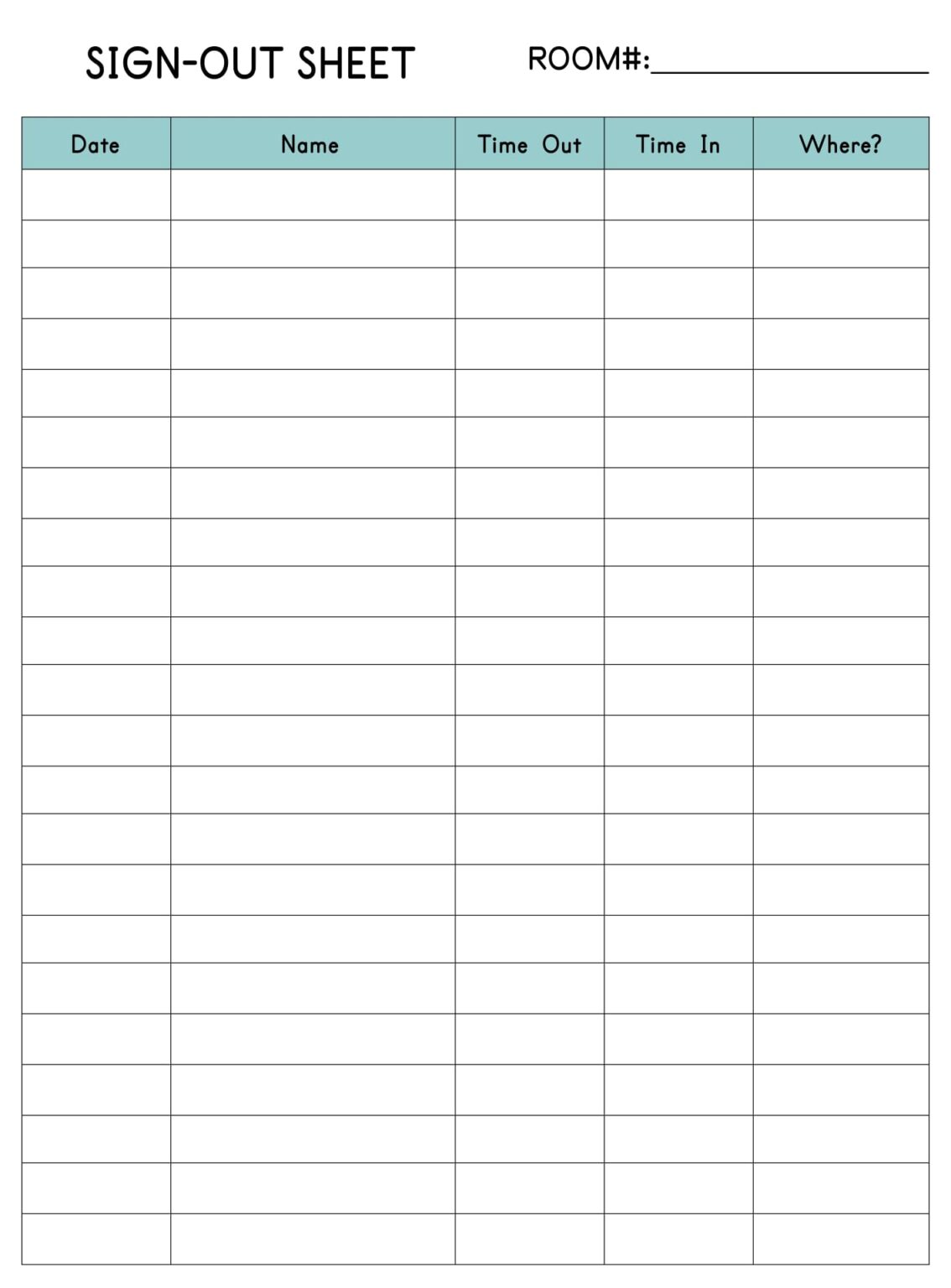 Printable Bathroom Sign Out Sheet Printable JD