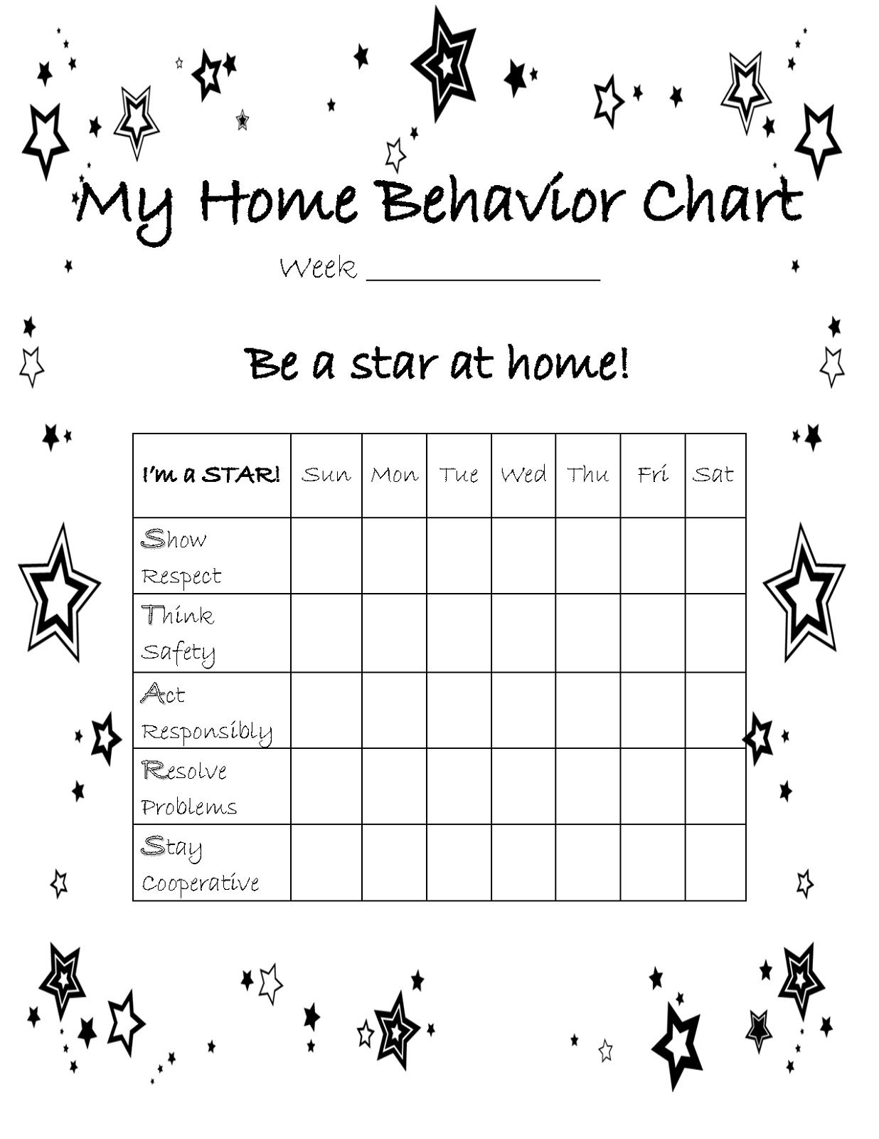 Printable Behavior Charts For Home_28444