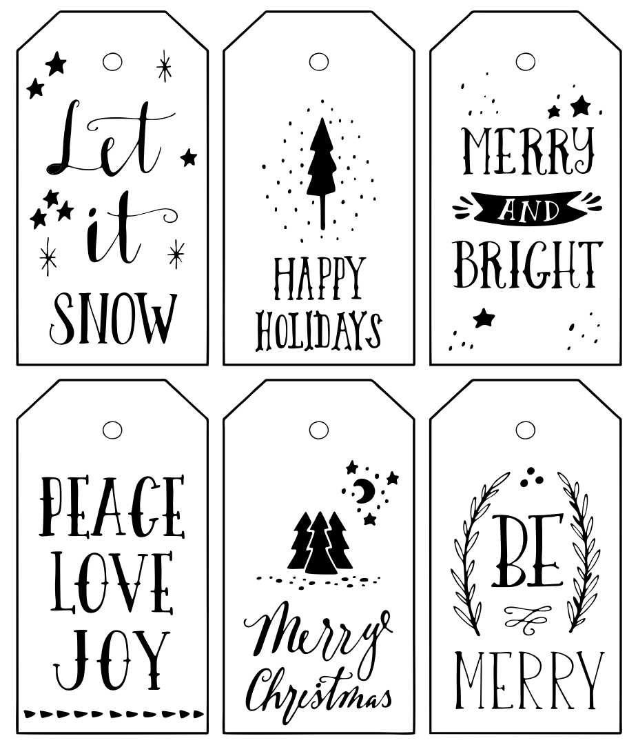 Printable Black And White Christmas Tags_10843