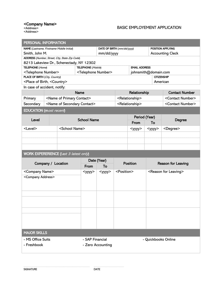 Printable Blank Application For Employment_55922