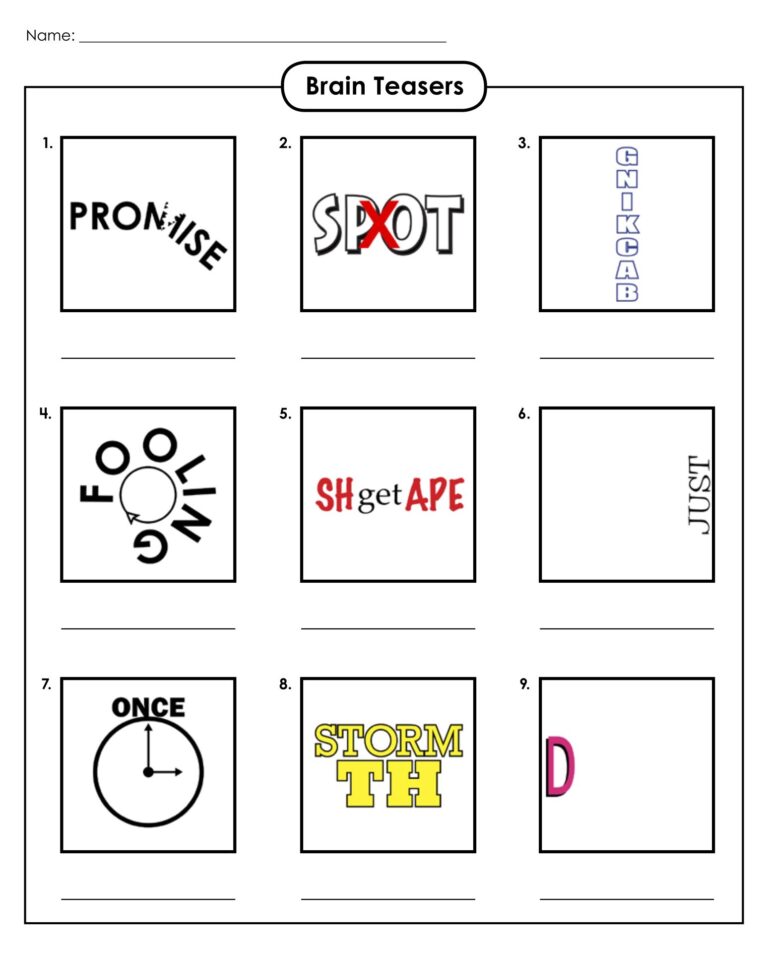 Printable Brain Teasers - Printable JD