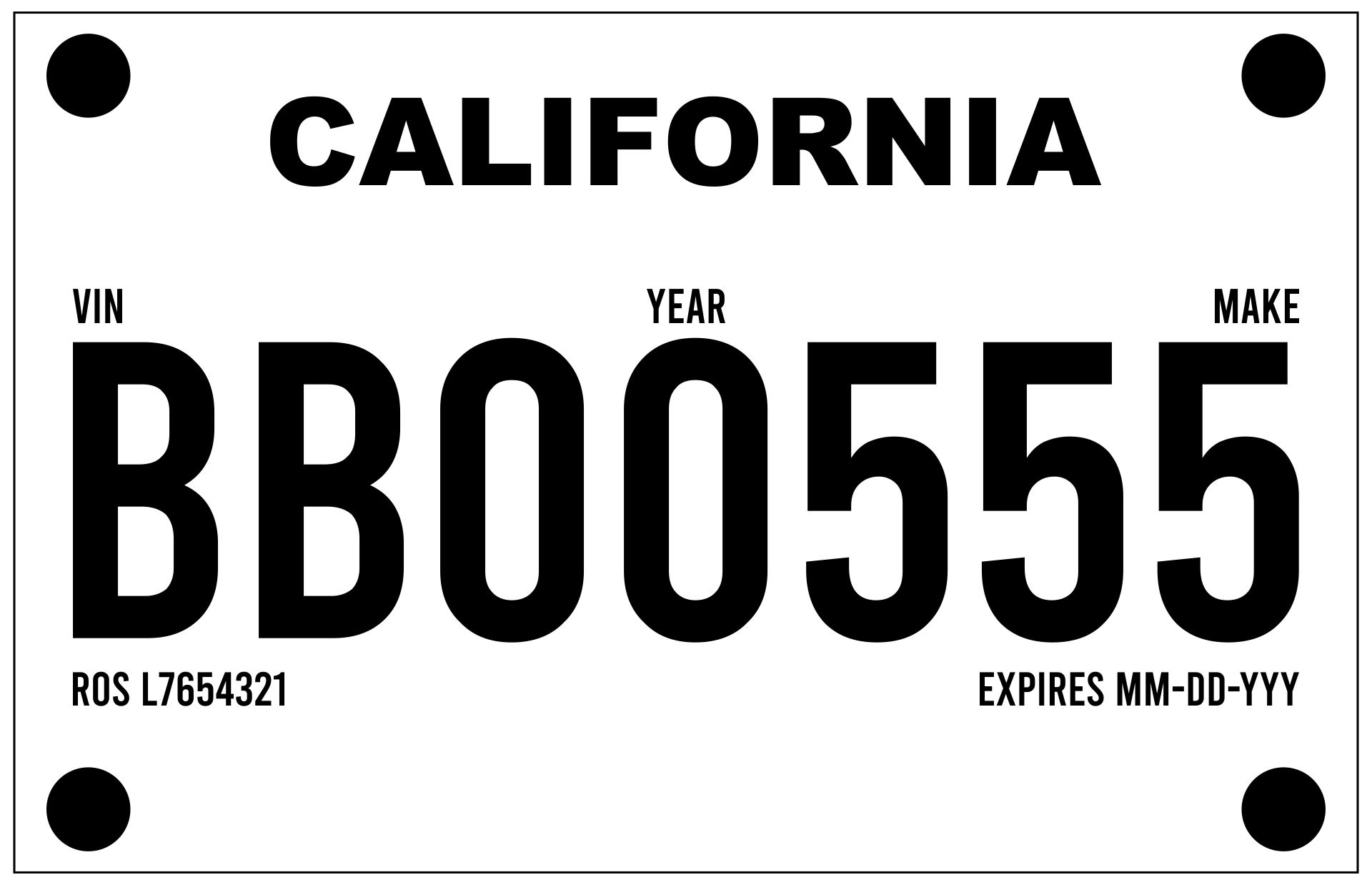 Printable California License Plate Template_22364