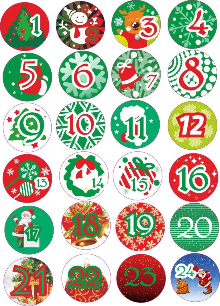 Printable Christmas Calendar Numbers - Printable JD