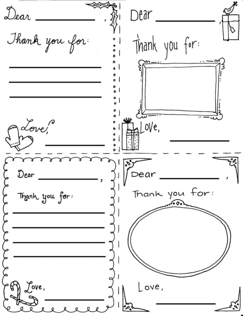 5 Best FREE Printable Christmas Coloring Thank You Cards - Printable JD