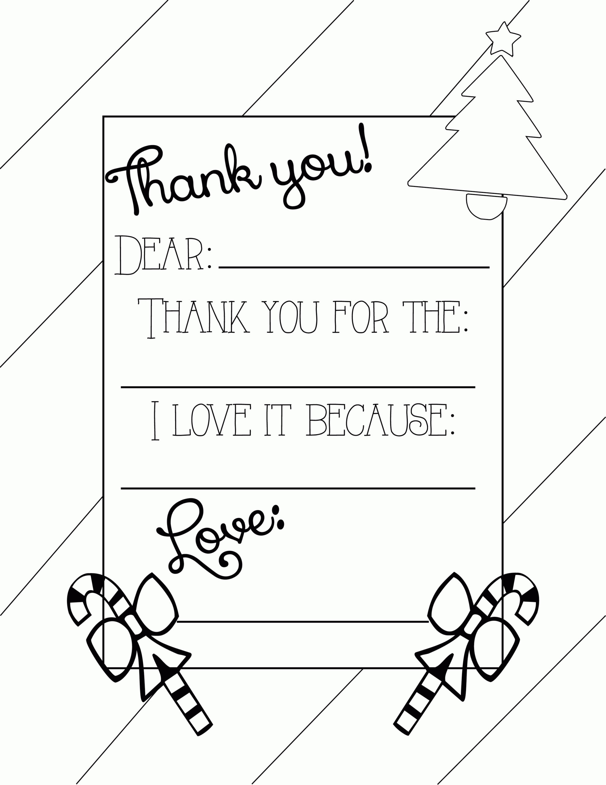 Printable Christmas Coloring Thank You Cards_93148