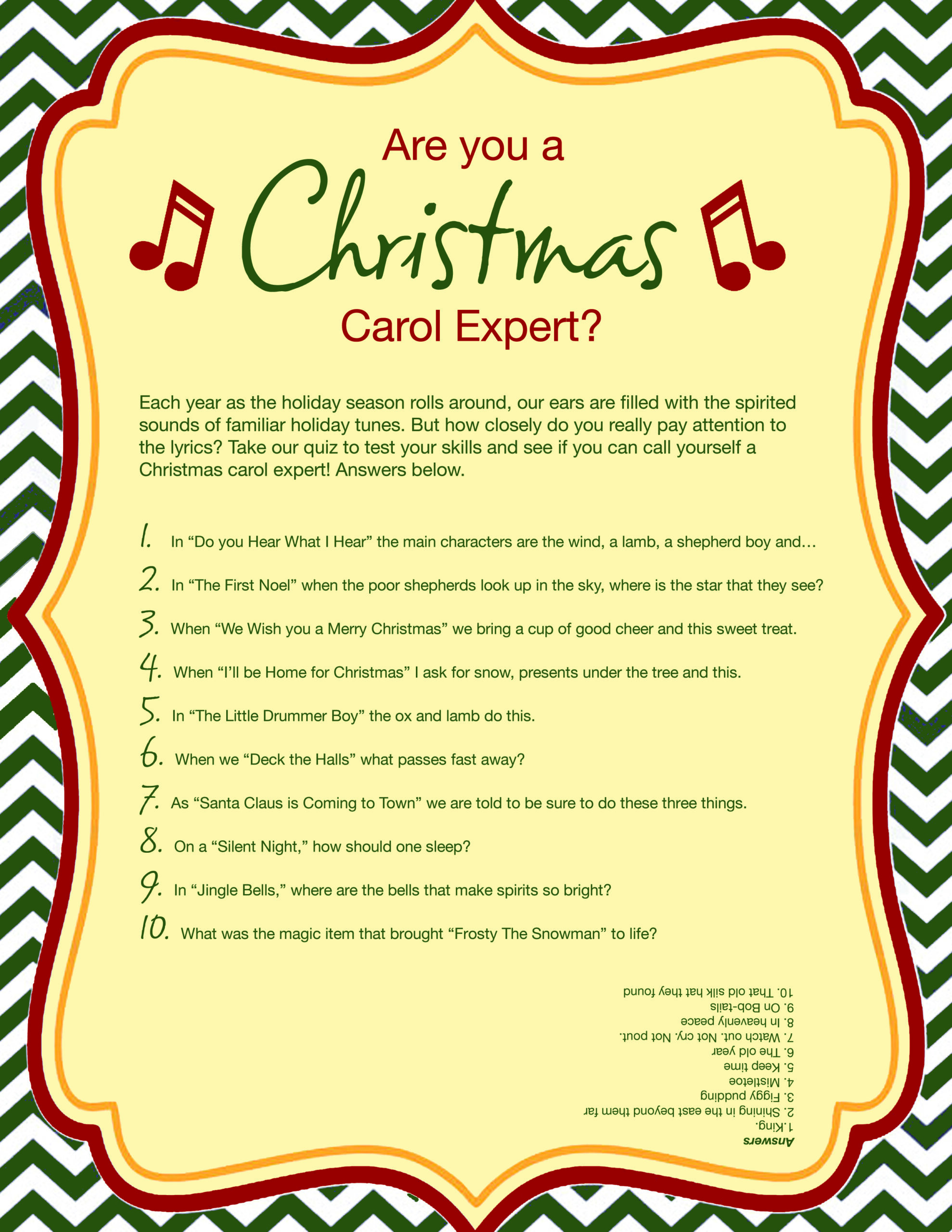Printable Christmas Song Trivia Game_16337
