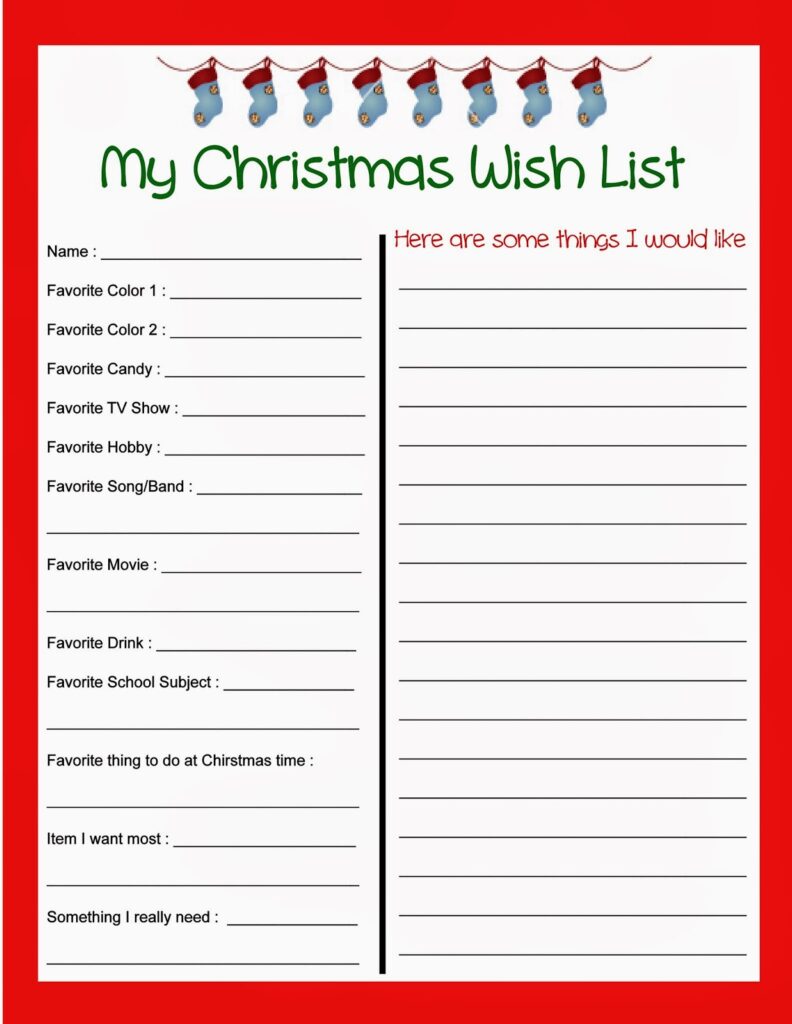 Free Printable Christmas Wish List Printable JD