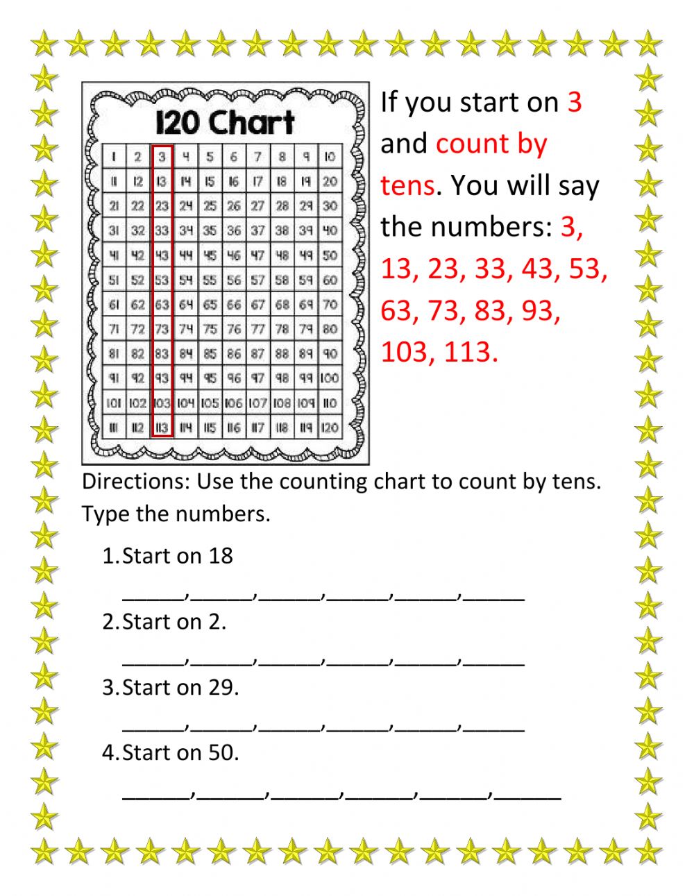 Printable Counting By 10s Chart_21872