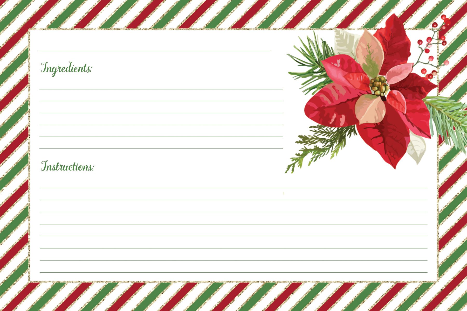 Printable Editable Recipe Card Template Christmas_25195