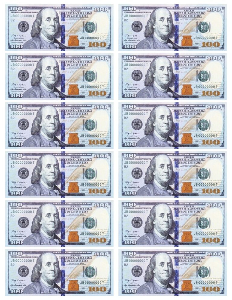 Printable Fake Money Sheets Printable JD