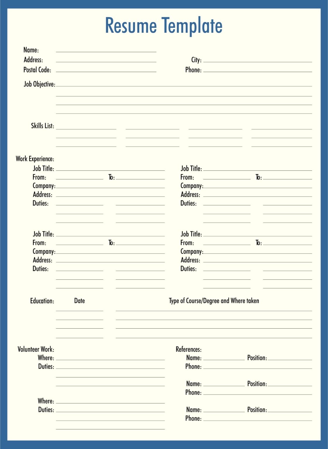 Free Printable Forms Templates - Printable Free Templates