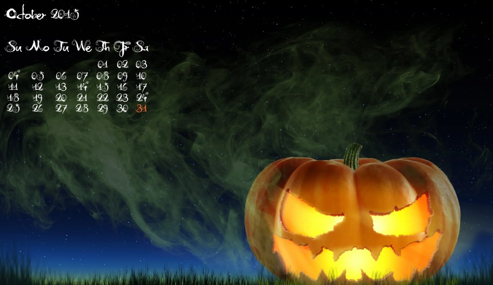 Printable Halloween October 2015 Calendar_21933