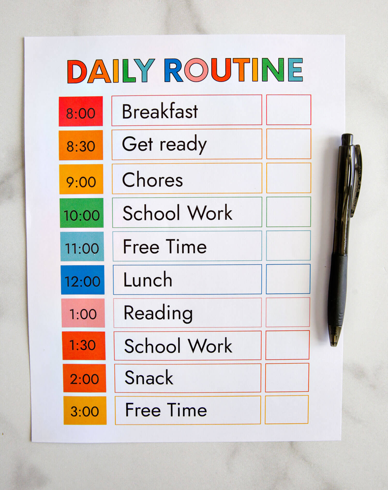 Printable Kids Daily Routine Schedule_52199