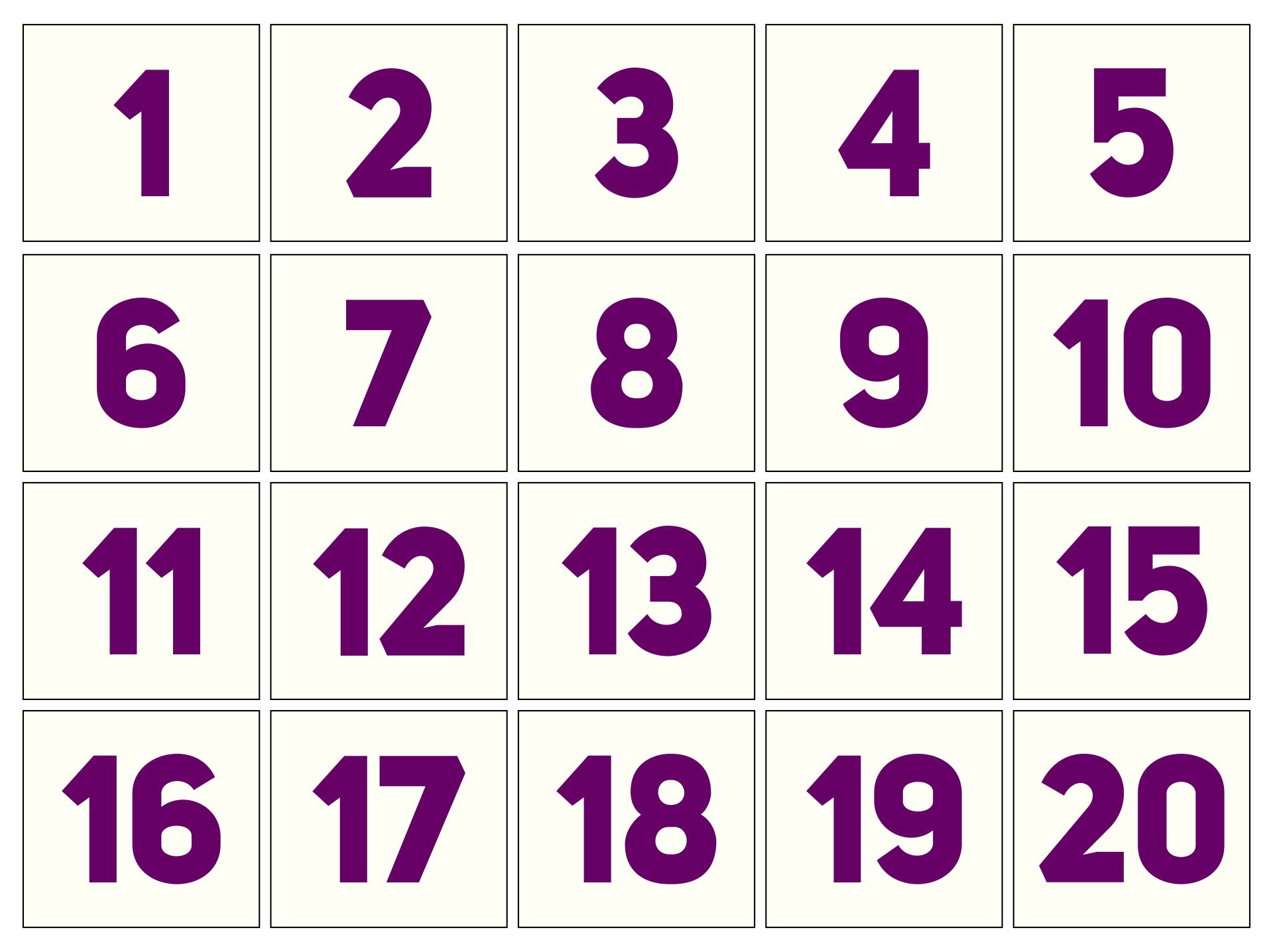 Printable Large Number Cards 1 20_23691