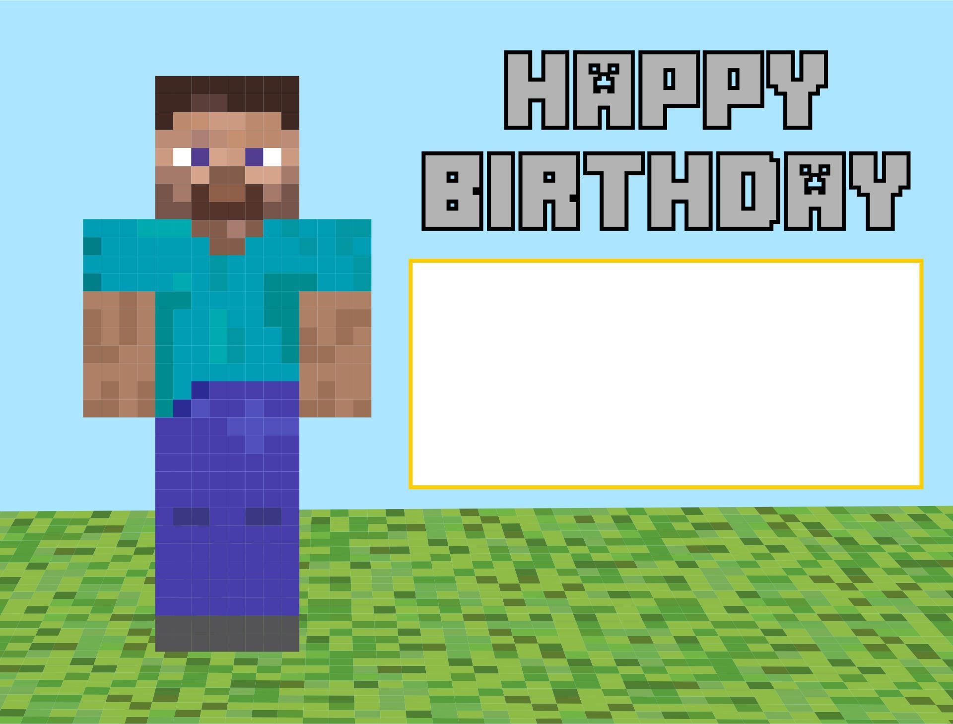 Printable Minecraft Happy Birthday Card Template_23396