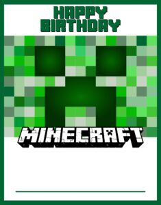 Printable Minecraft Happy Birthday Card - Printable JD