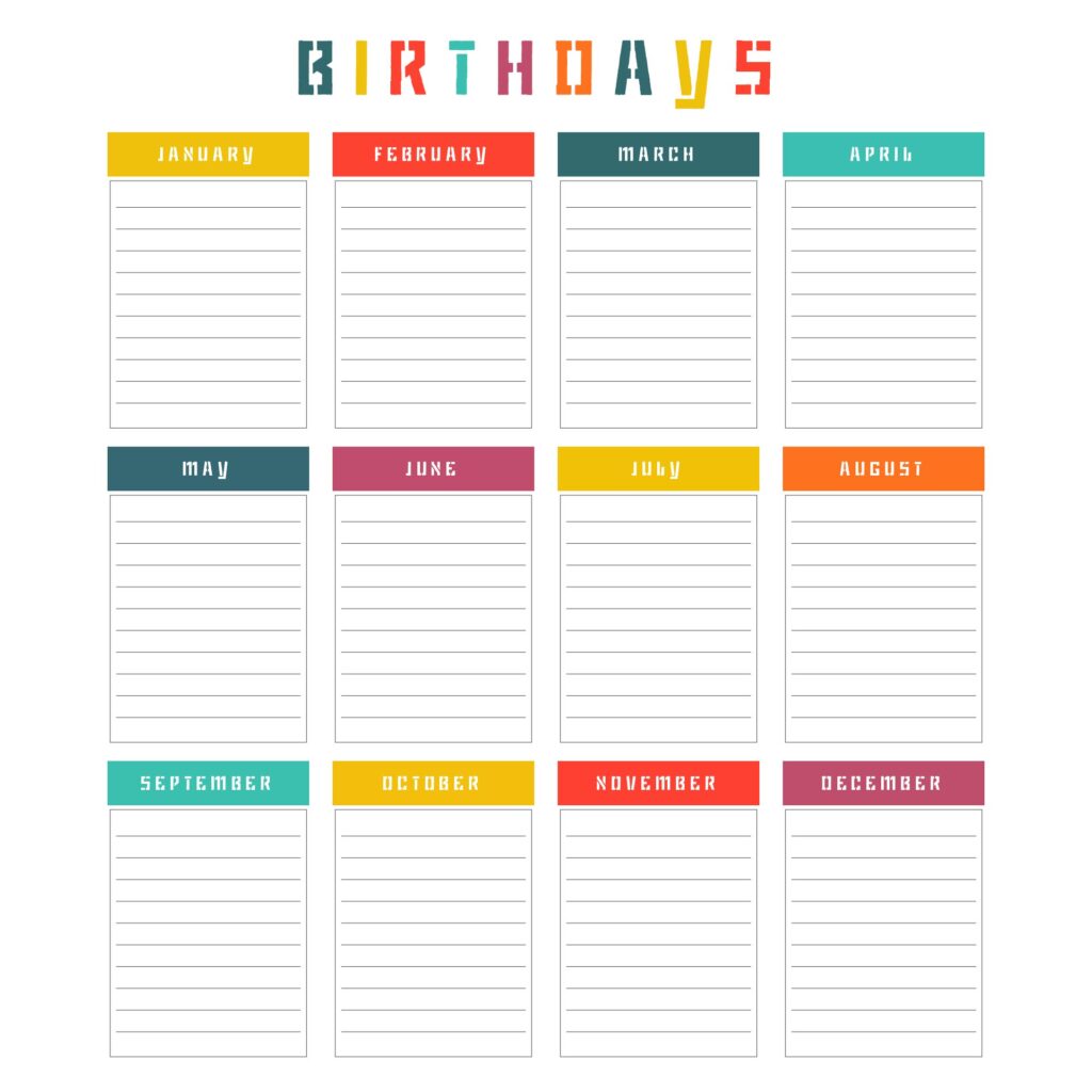 Printable Office Birthday List Printable JD