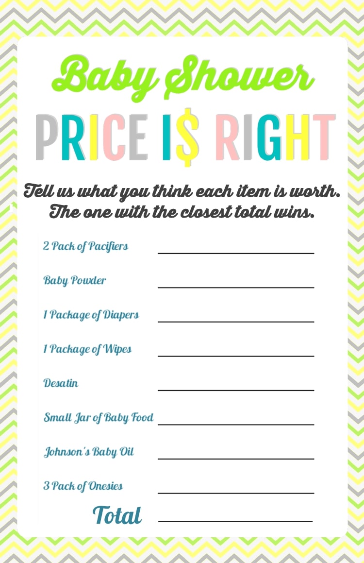 Printable Price Is Right Baby Shower_82222