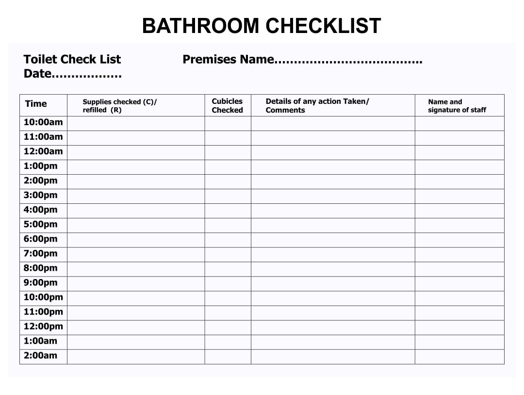Printable Restroom Cleaning Schedule_86233
