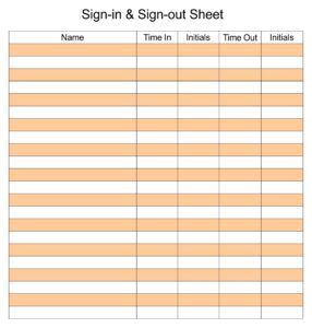 Printable Sign Out Sheet Template - Printable JD