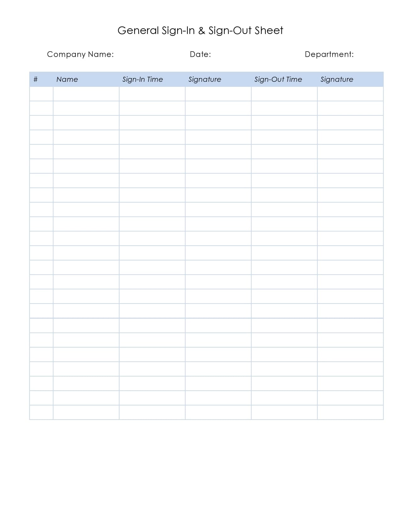 Printable Sign Out Sheet Template_48633