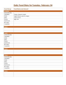 Printable 7 Day Food Log 5 Meals A Day_59337