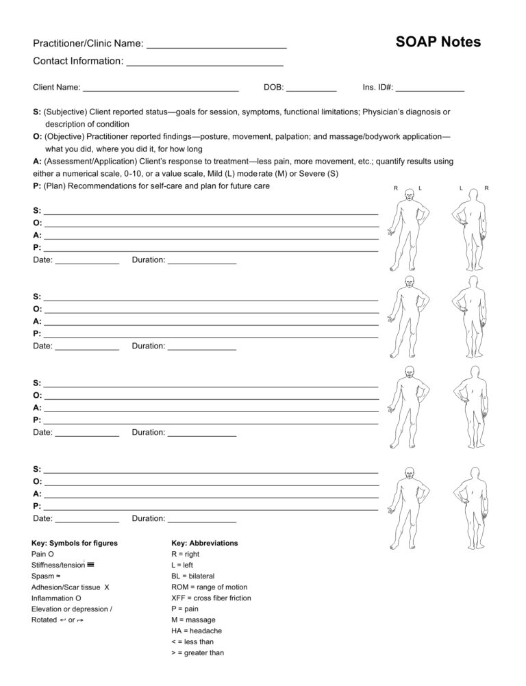 Printable Chiropractic Forms Soap Note Printable Jd 0831