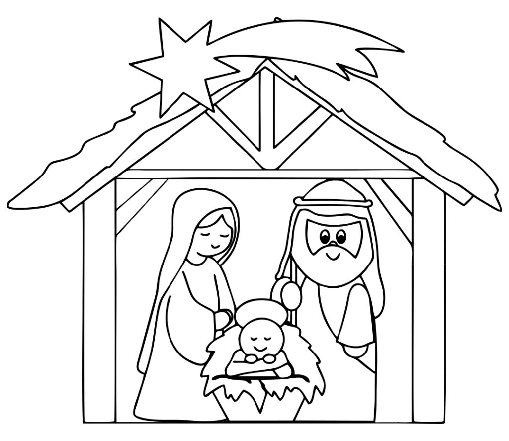 Printable Christmas Nativity Scene Coloring Page - Printable JD