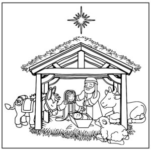 Printable Christmas Nativity Scene Coloring Page - Printable JD