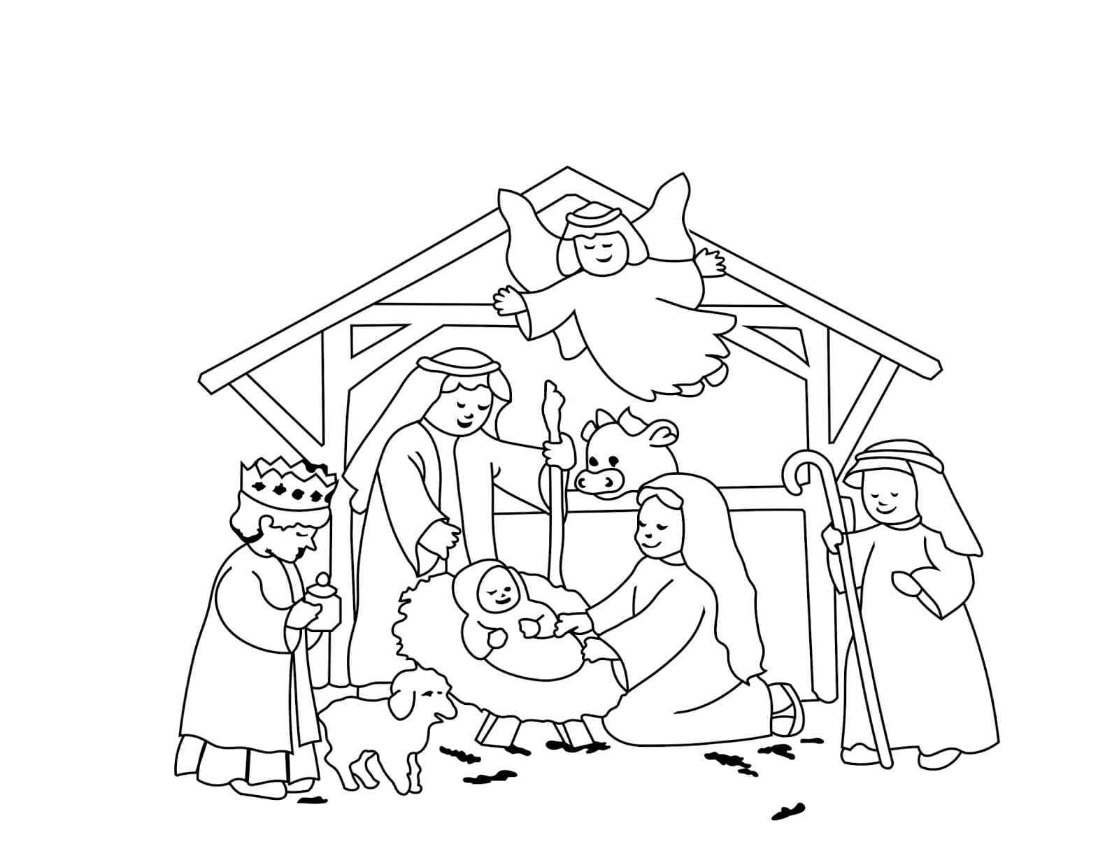 Printable Christmas Nativity Scene Coloring Page - Printable JD