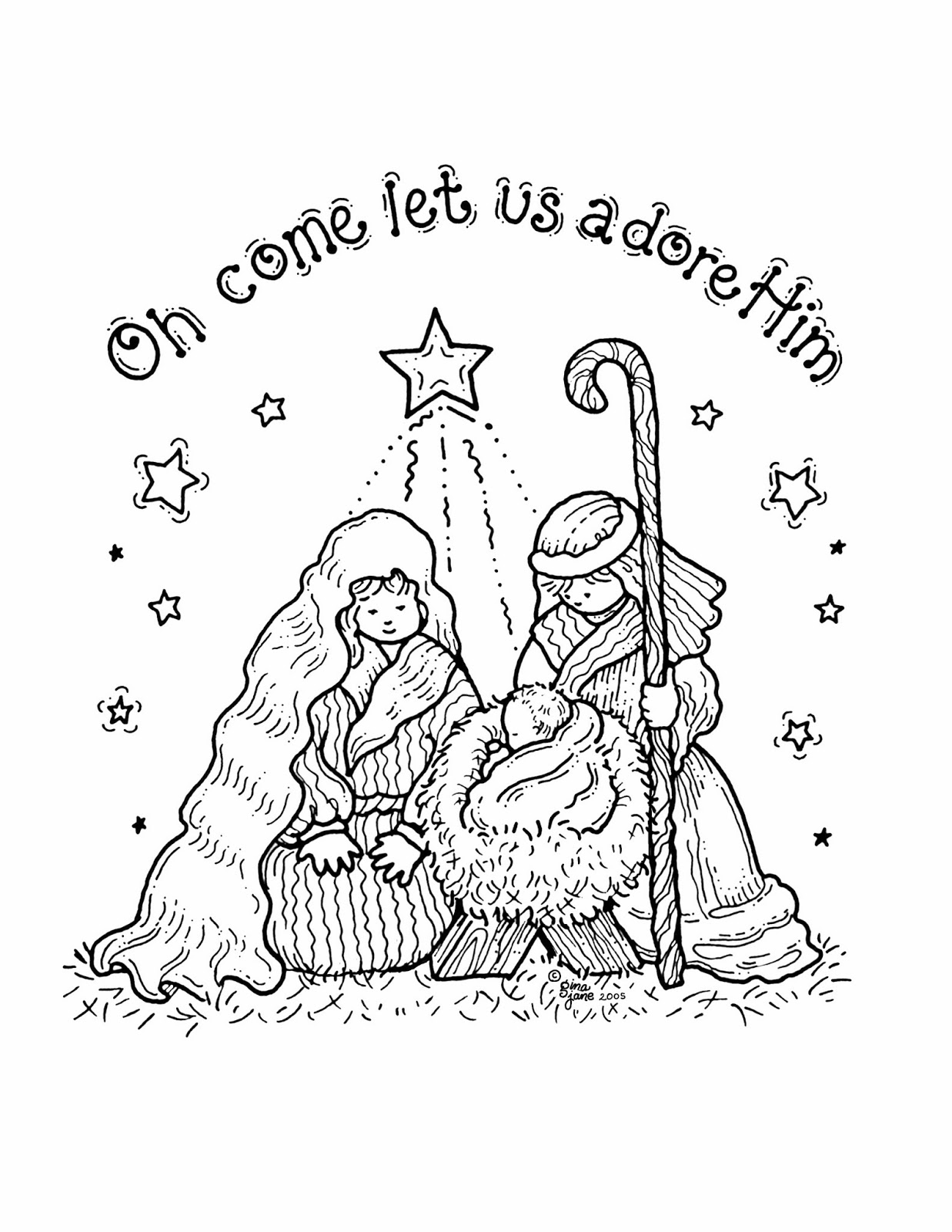 Printable Christmas Nativity Scene Coloring Page_82204