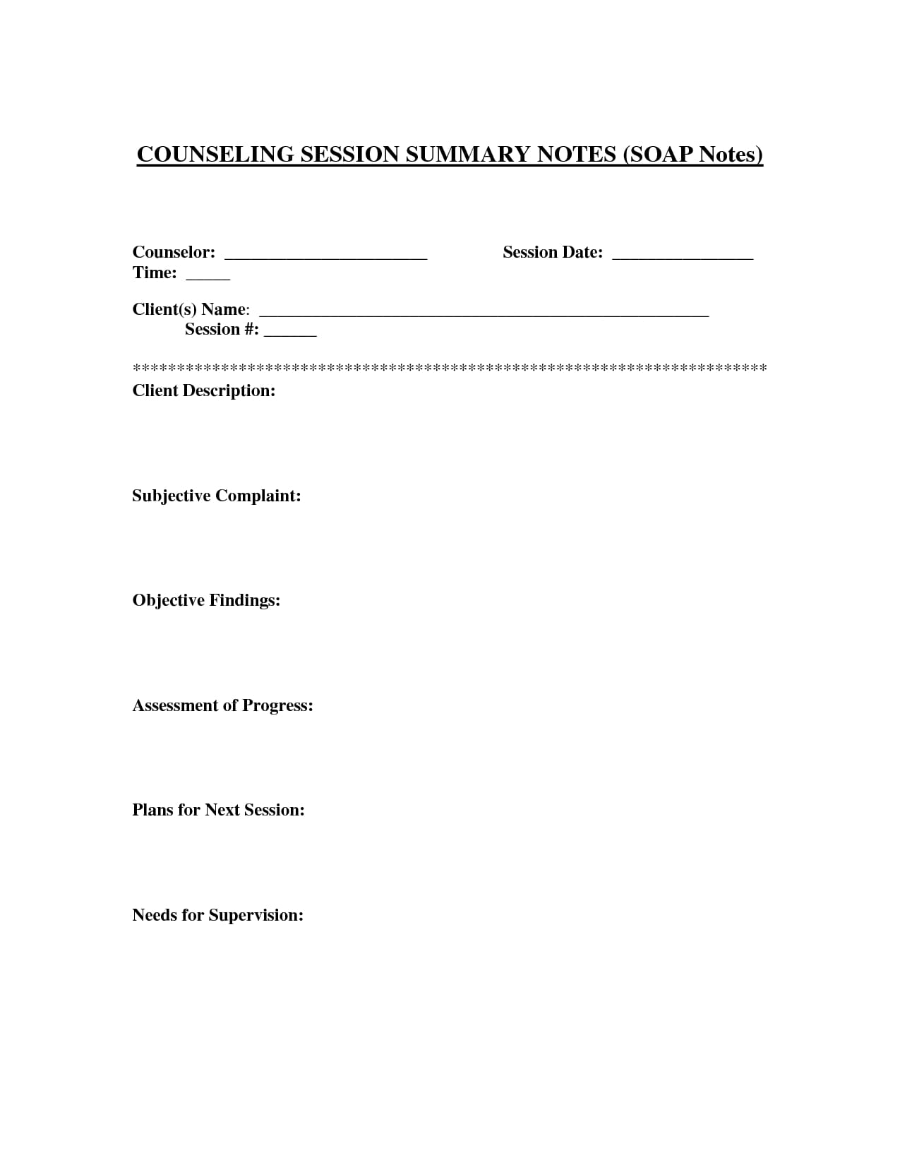 Printable Counseling SOAP Note Templates_18223