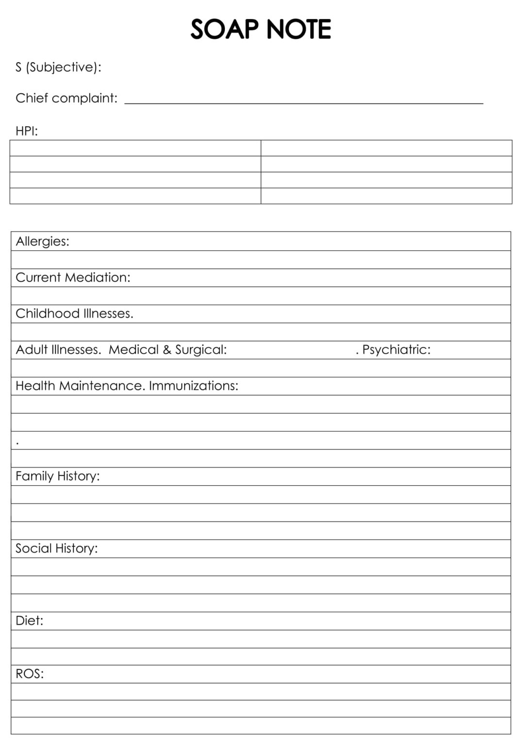 Printable Counseling SOAP Note Templates - Printable JD