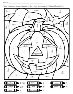 Printable Halloween Addition Color By Number_53692
