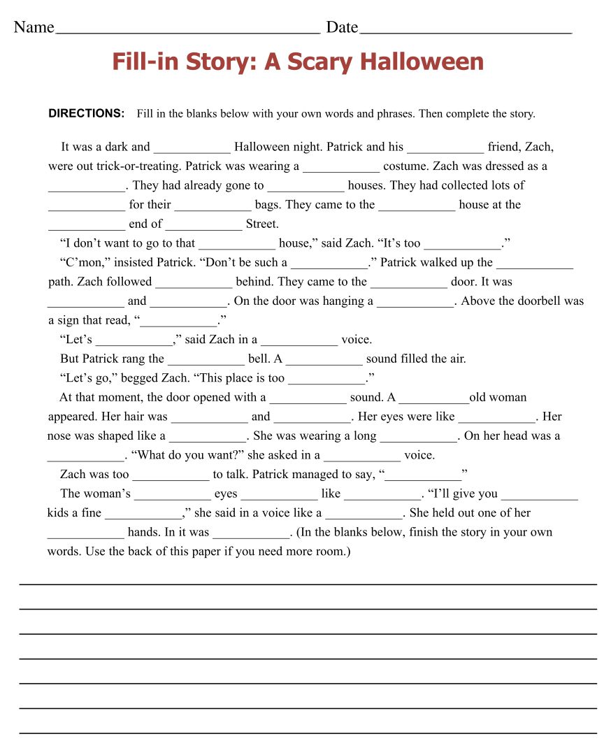 Printable Halloween Fill In The Blank Stories_89021