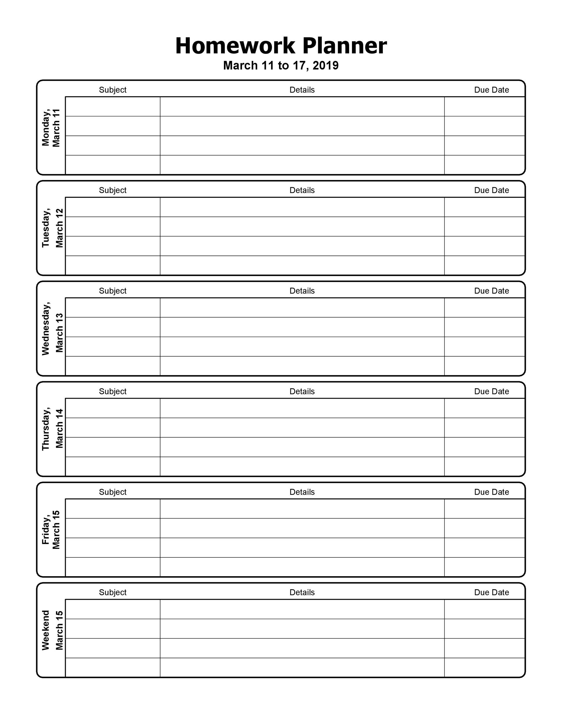 Printable Homework Checklist_90174