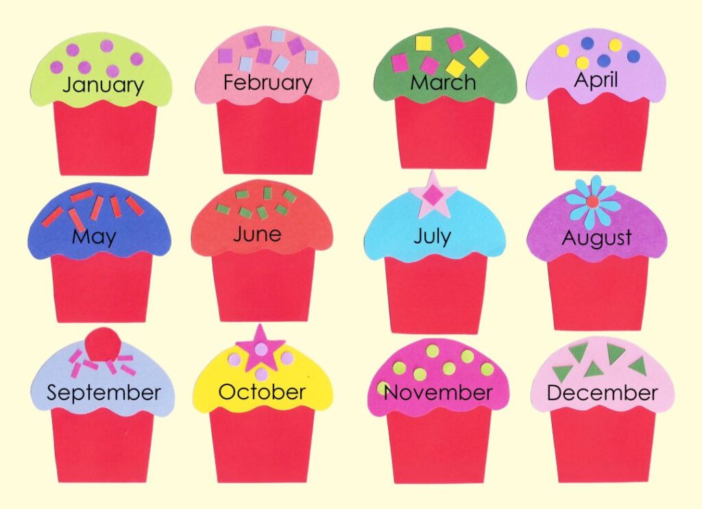 Printable Monthly Birthday Cupcake - Printable JD