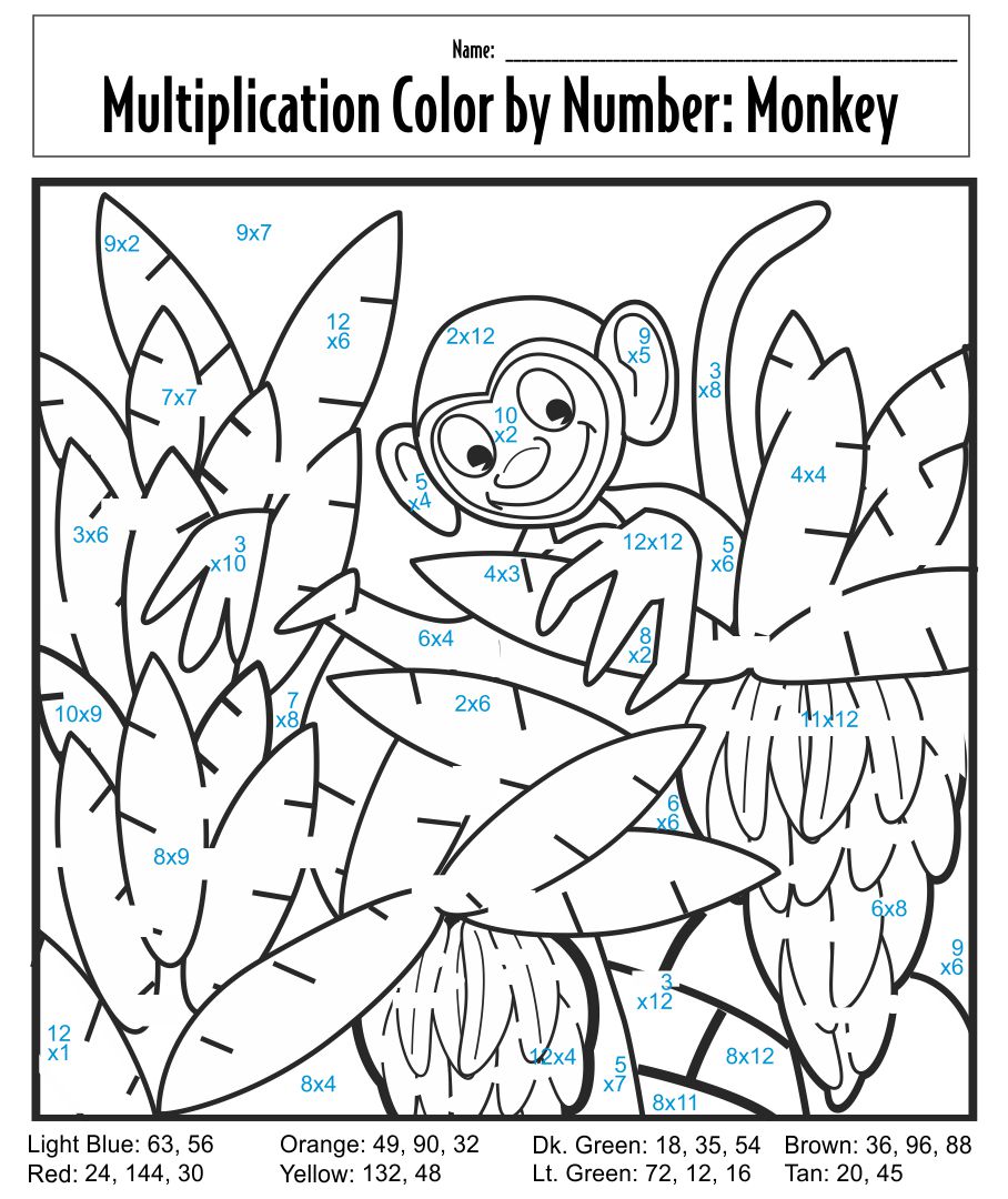 Printable Multiplication Coloring Worksheets_90187