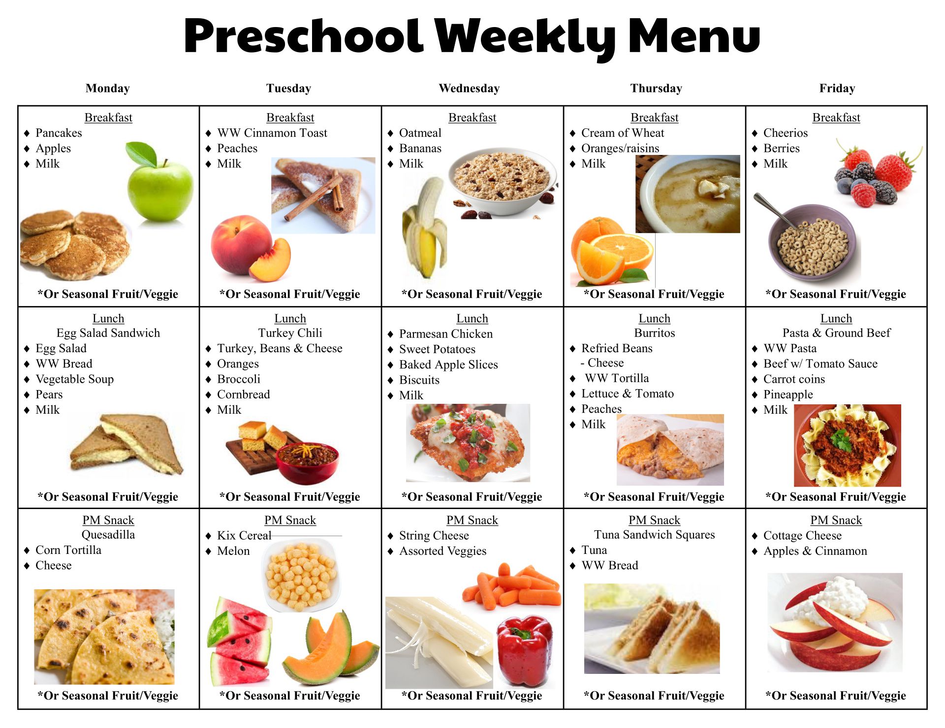 Printable Preschool Lunch Menu_93211