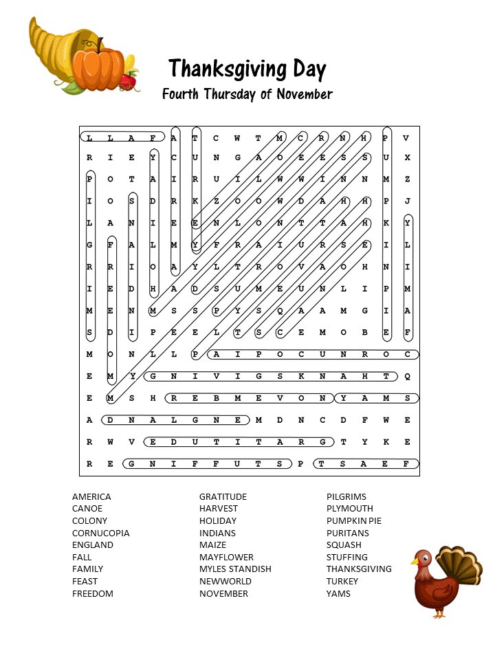 Printable Thanksgiving Puzzles Word Searches For Adults_81699