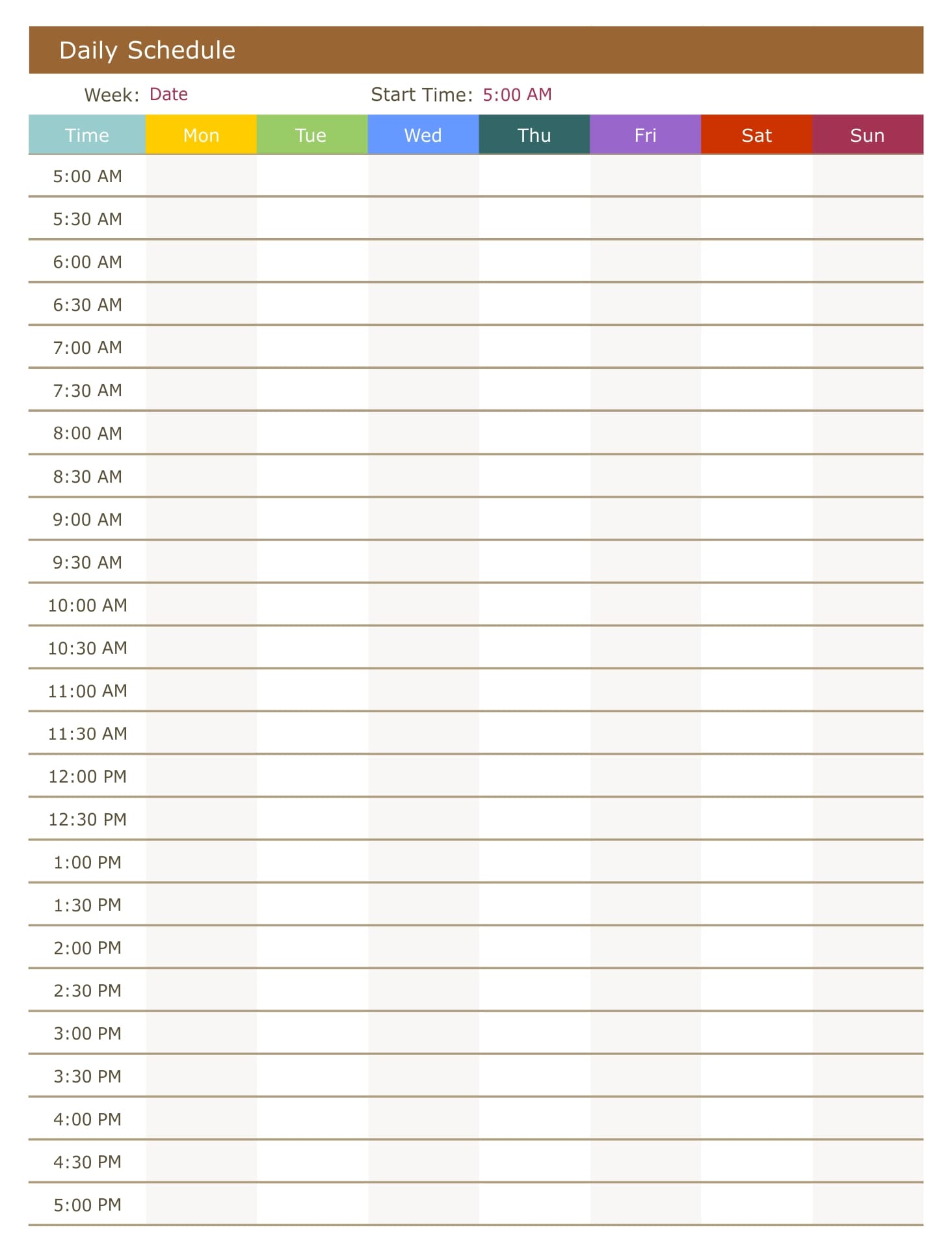 Printable Time Management Calendar Printable JD