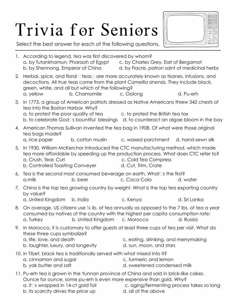 Printable Trivia For Seniors Printable JD