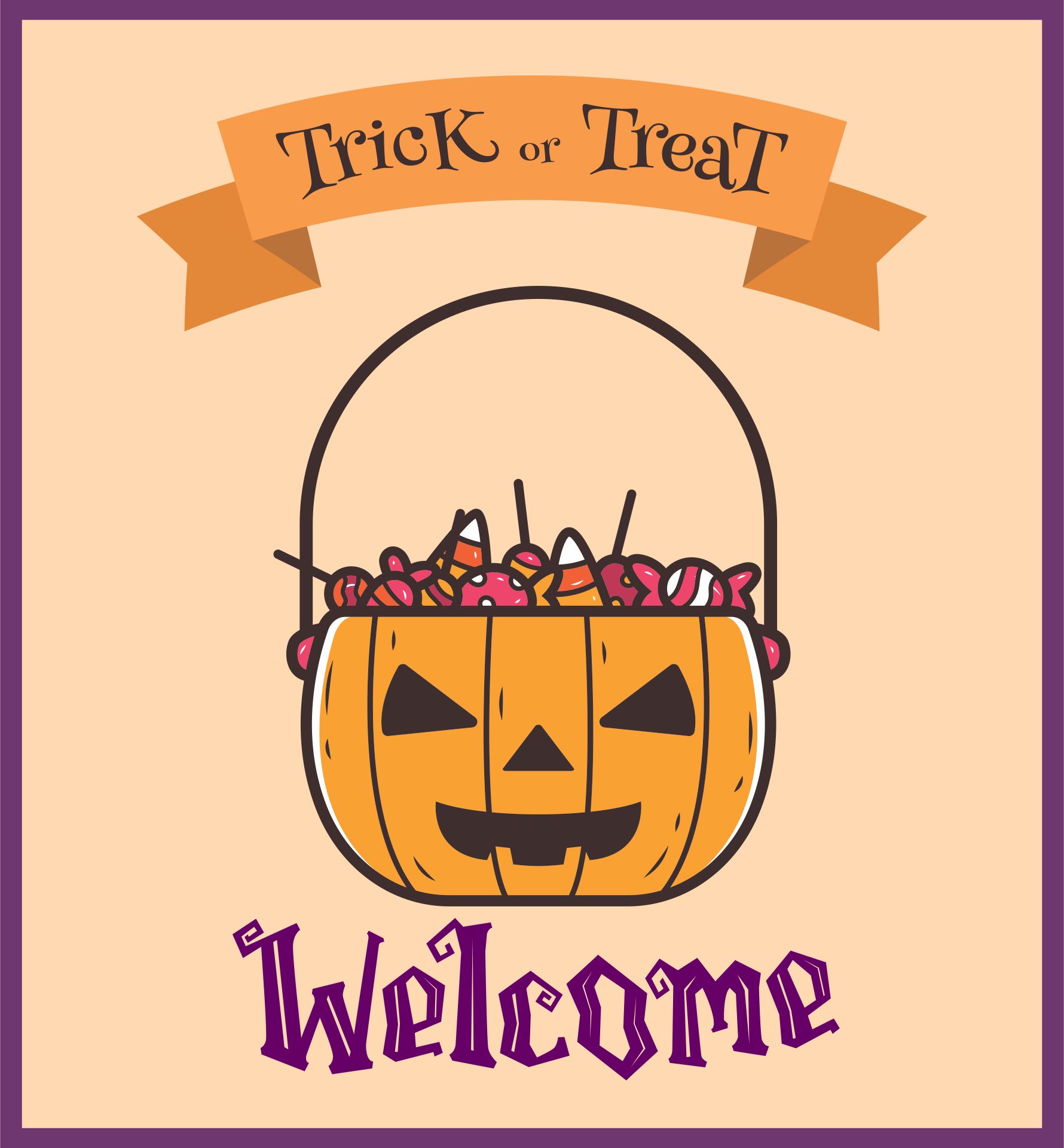 Printable Welcome Trick Or Treat Sign Halloween_90074