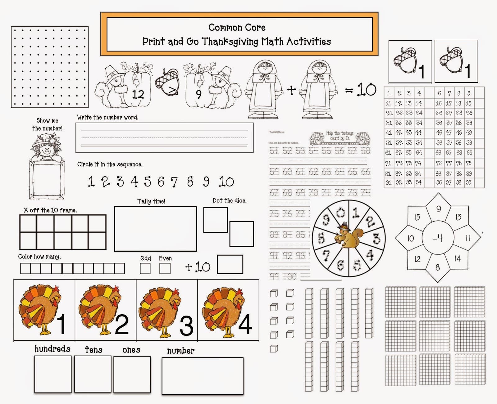 Printable 4th Grade Math Worksheets For Thanksgiving_58117